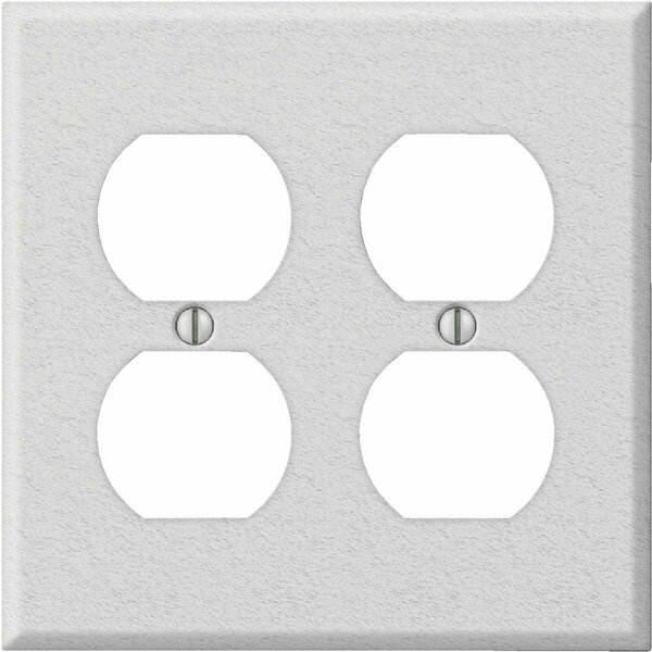 Amerelle PRO 2-Gang Stamped Steel Outlet Wall Plate, White Wrinkle C982DDW